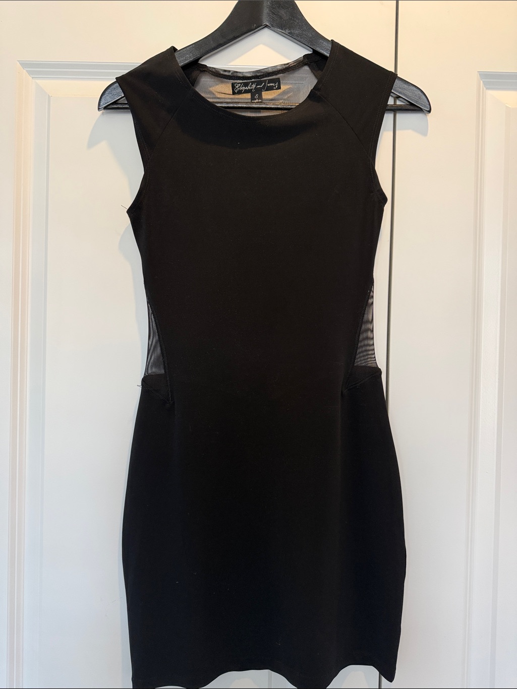 Elizabeth And James Black Sleeveless Mesh-Panel Mini Dress